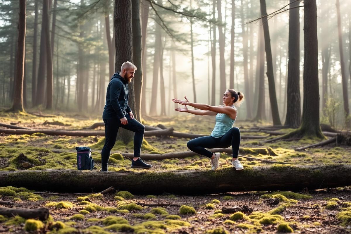 One-on-one personal coaching session in a mossy forest